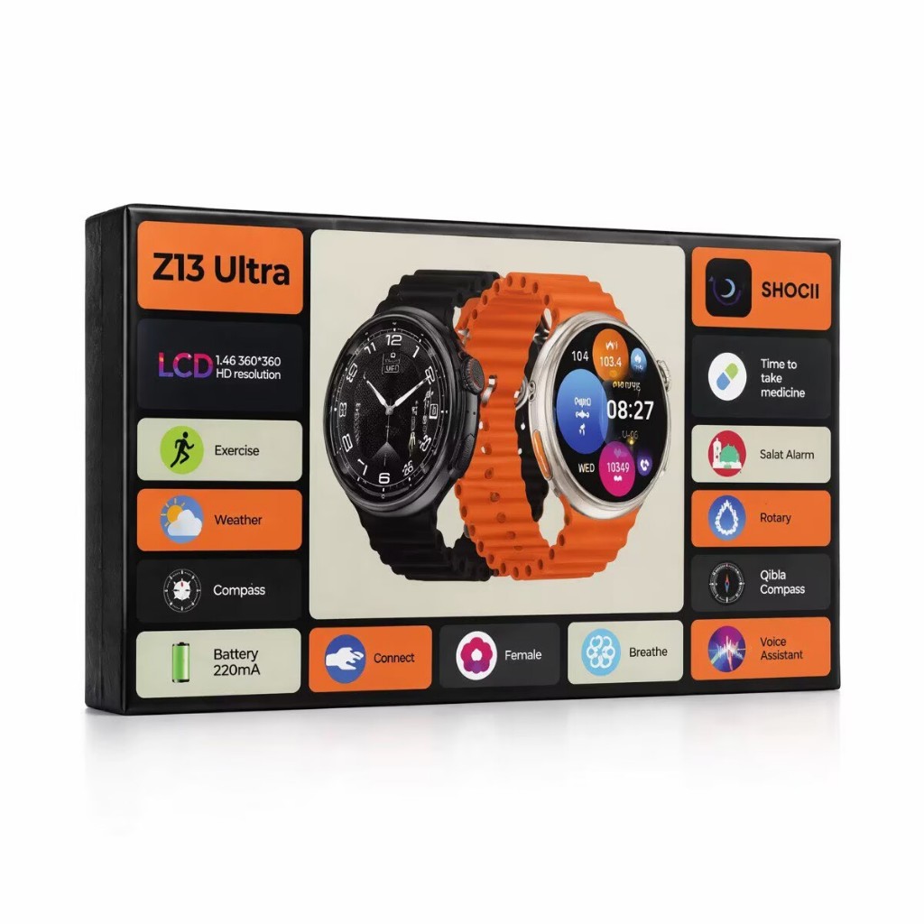 Smartwatch Relógio Inteligente z13 ultra De Carregamento Sem Fio bluetooth Chamada Para Homem Mulher vs hd350pro hd300pr