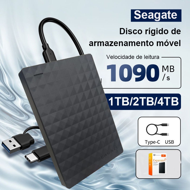 Seagate Externo Hd De Alta Capacidade 1TB/2TB/4TB USB 3.1 Disco Rígido Portátil Plug And Play