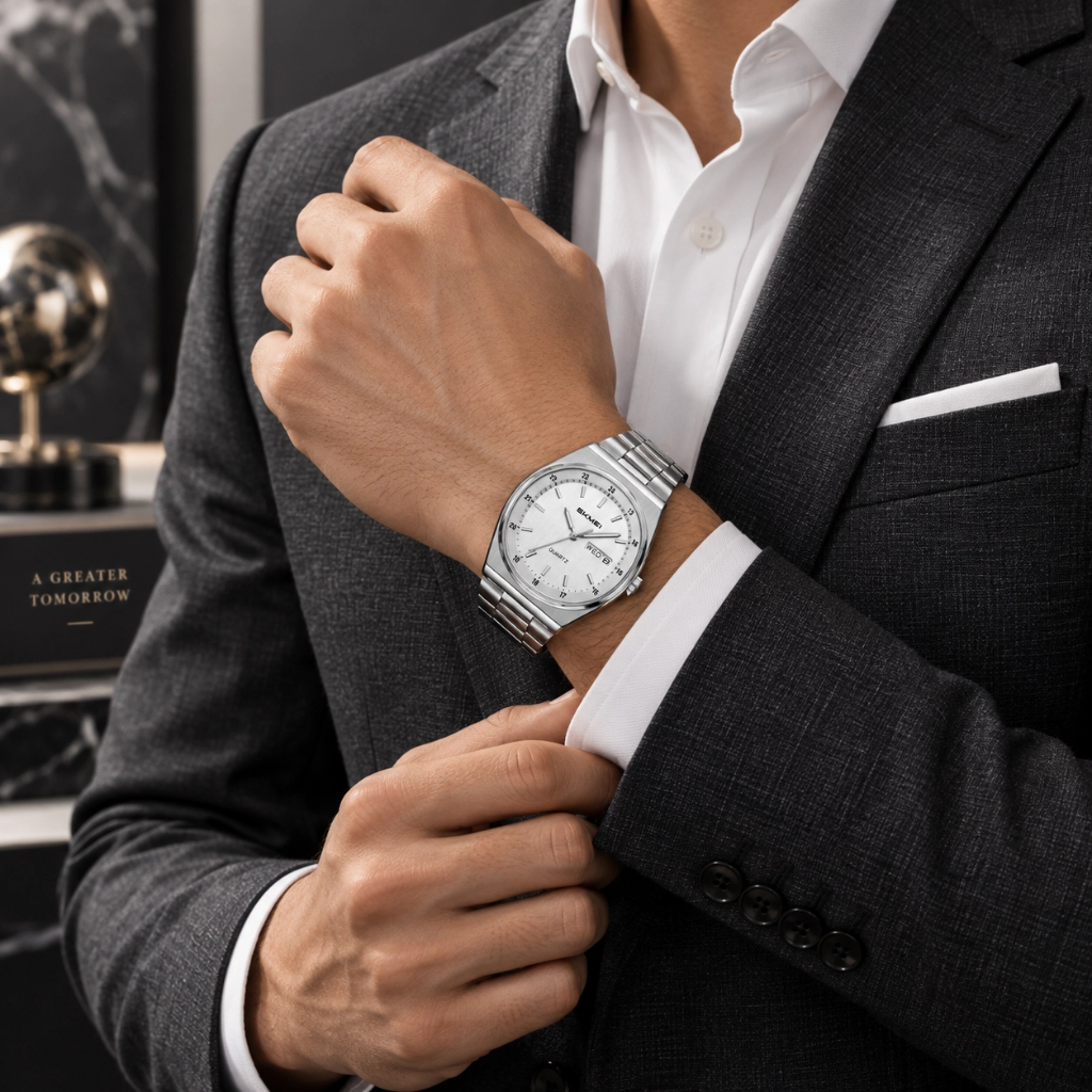 SKMEI 2630 Relógio Masculino Analógico de Quartzo Pulseira de Aço com Data e Dia da Semana para Trabalho · foto 2