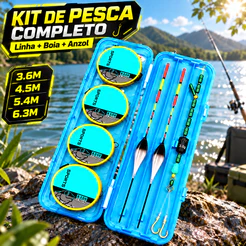 Kit completo de pesca linha pré-montada + boia + anzol duplo + caixa de armazenamento