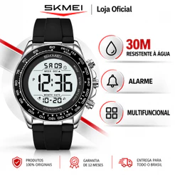 SKMEI 2592 Relógio Masculino Digital Esportivo com Cronômetro Alarme e Luz de Fundo Resistente