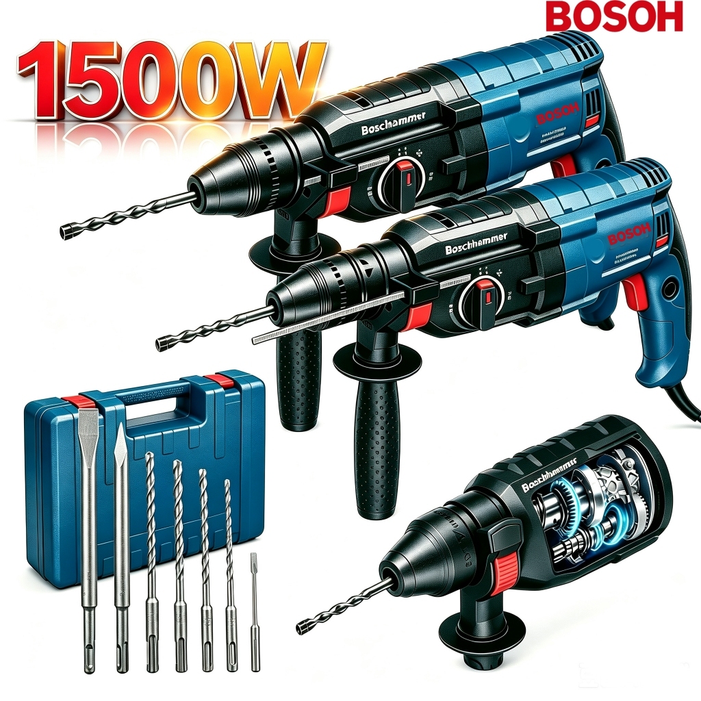Bosoh Original GBH 2-28D Martelete Furadeira de Impacto Rotativo 5kg Rompedor Demolidor Perfurador 1500w Com Acessorios