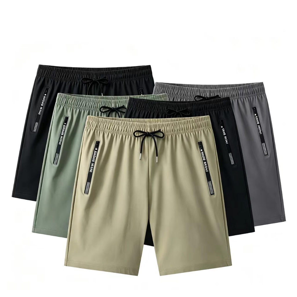 Bermuda masculina esportiva com zíper bolso praia piscina elastano de secagem rápida