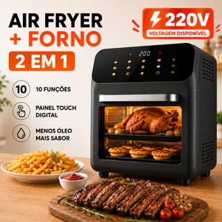 Air Fryer 12L 220V - Forno Oven 2 em 1 Fritadeira Elétrica Sem Óleo Painel Touch Digital …