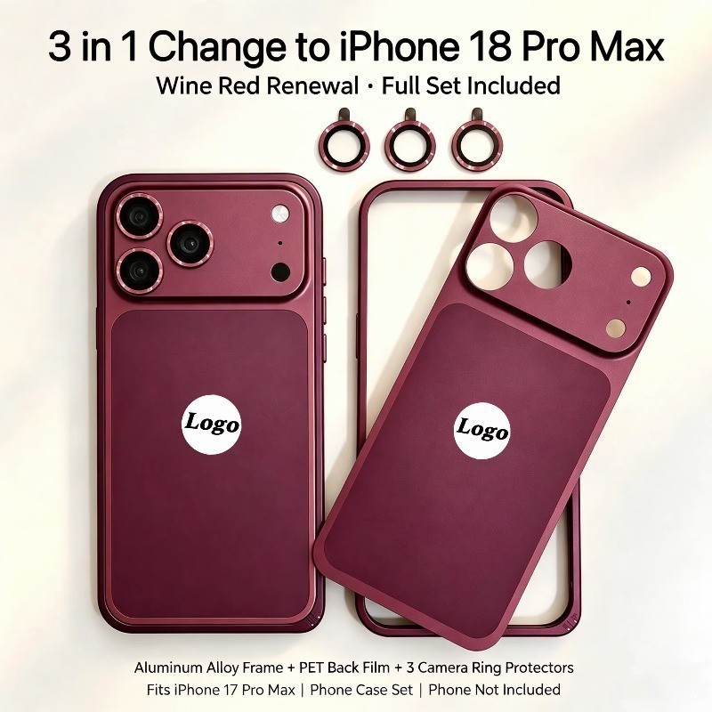 3-Em-1 Capa De Telefone Change 18 pro max 17 Pro Max Capinha iPhone 17 pro max celular 16promax 15 14 13 12Pro  Laranja