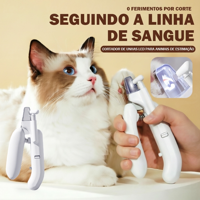 Conjunto Tesoura de Unhas com Luz e Lixador Elétrico para Cachorro e Gato