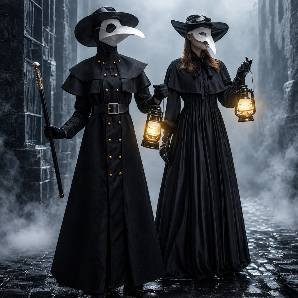 Fantasia de Médico da Peste Steampunk Máscara de Bico Halloween Adulto Tamanhos S-5XL