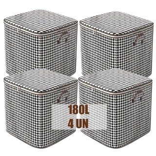 Kit4 100/180L Caixa Saco Organizador Cobertor Casaco Guarda Roupa Ecológico Anti-Poeira Multiuso