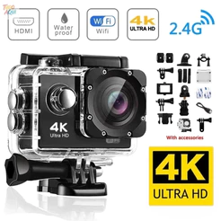 Câmera de ação 4K Ultra HD WiFi 30 metros à prova d'água com controle remoto TUDO