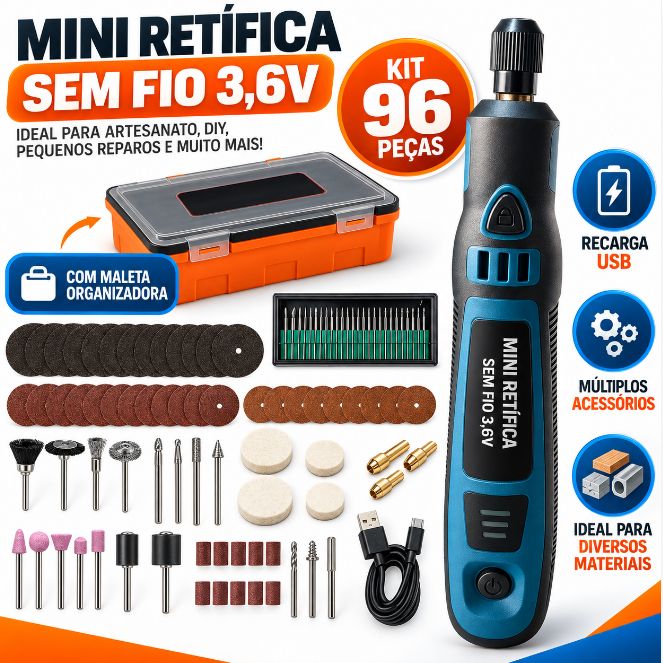Kit 96 peças Mini Esmerilhadeira Sem Fio Conjunto De Elétrica Polidora Kit De Perfuratriz