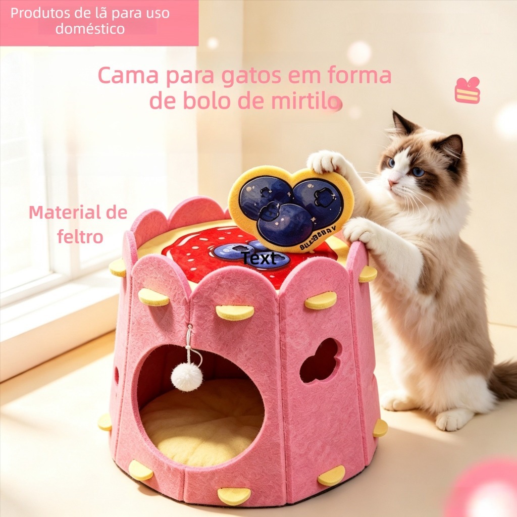 Casinha de gato casa de gato Cama gato de feltro Arranhador com cama para gato Casa de gato em formato de bolo