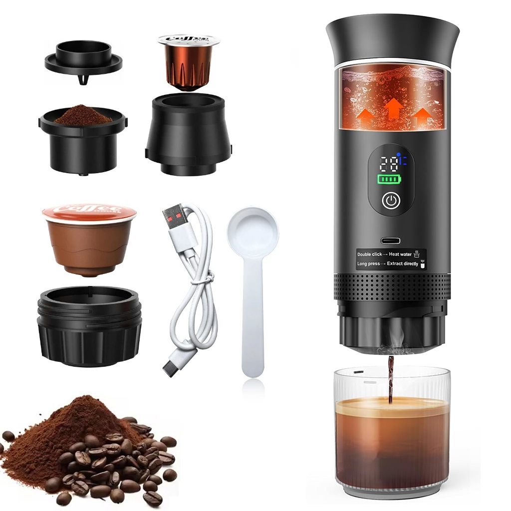 Máquina De Café Portátil 3 Em 1 Com Extração De Alta Pressão Para Cápsulas E Moído