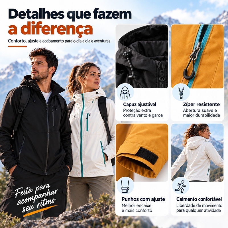 Corta-Vento Leve À Prova D'água – Com Capuz , Unissex E Respirável Ideal Para Trabalho , Caminhada Viagens — imagem 2 de 2