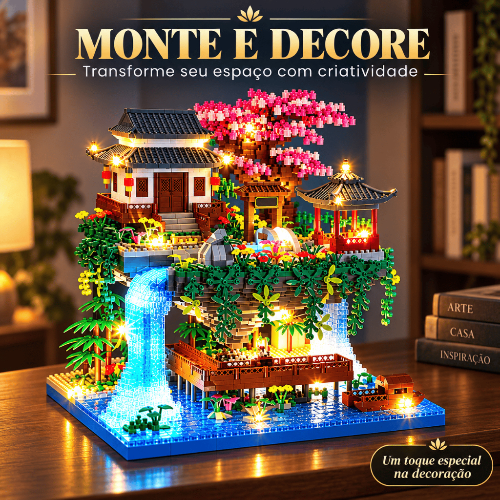 5200 Peças Casa na Árvore Jardim Blocos de Construção Brinquedos Arquitetura Cachoeira Com Luz DIY Presente Aniversário