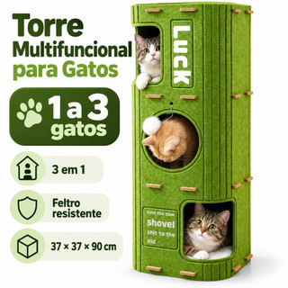 Casa de Gato em Feltro Multicamadas com Arranhador e Escalador