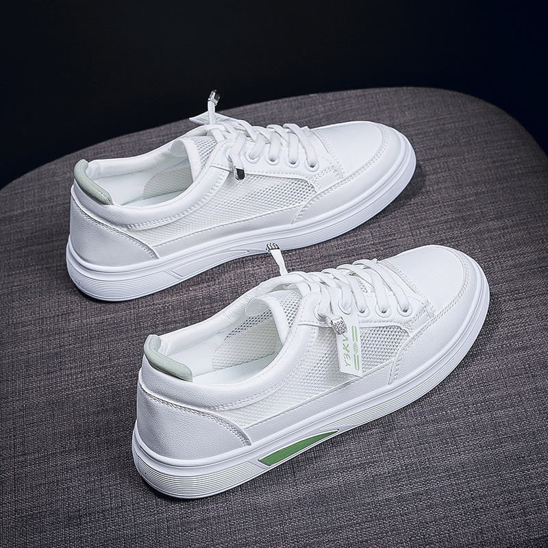 Sapatos casuais respiráveis de malha feminina verde branca