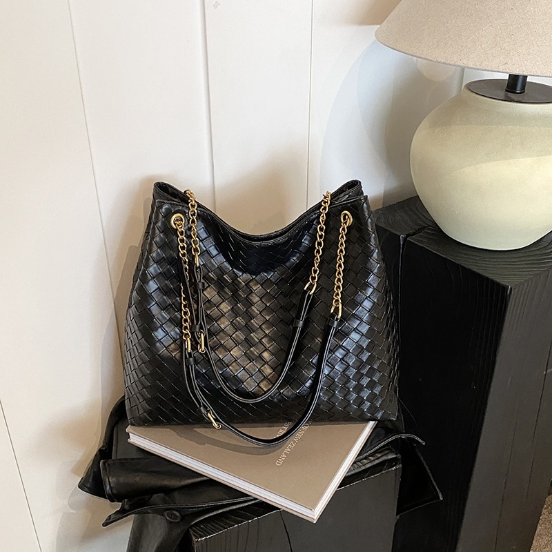 Cor preta Retro luz luxo artesanal poliéster tecido saco feminino High-End sentir grande-Cap