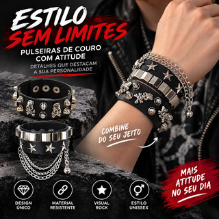 [Trêsgoodstonesgen] Punk Gótico Pulseira Correntes Metal Spikes Rebite De Couro Cuff Bangle Wide Mulheres Homens Jóias T