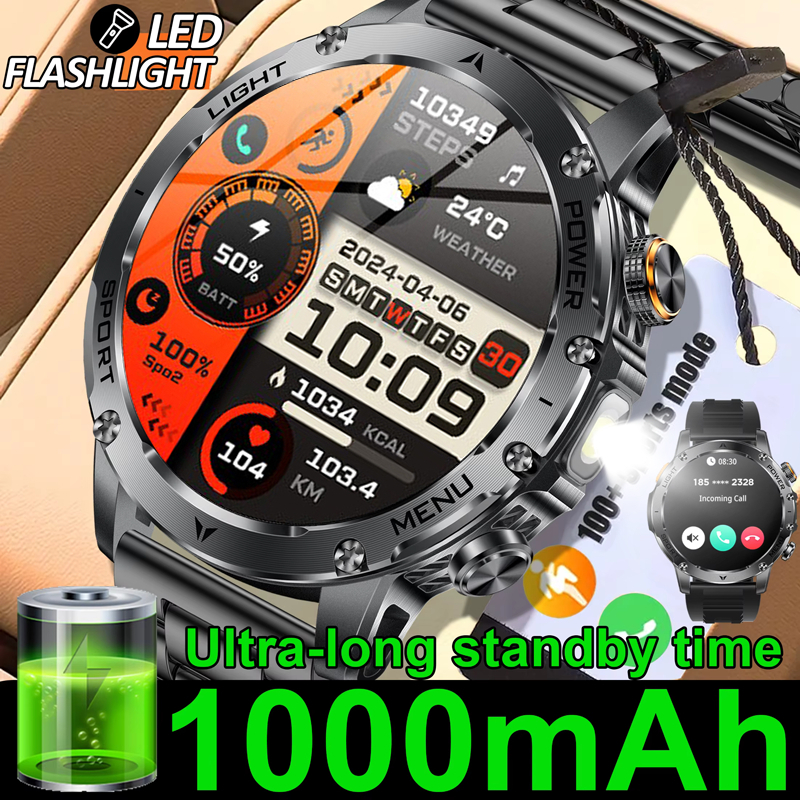 LIGE Multifuncional Relógio Inteligente Masculino 1000mAh Grande Capacidade Bateria Esporte
