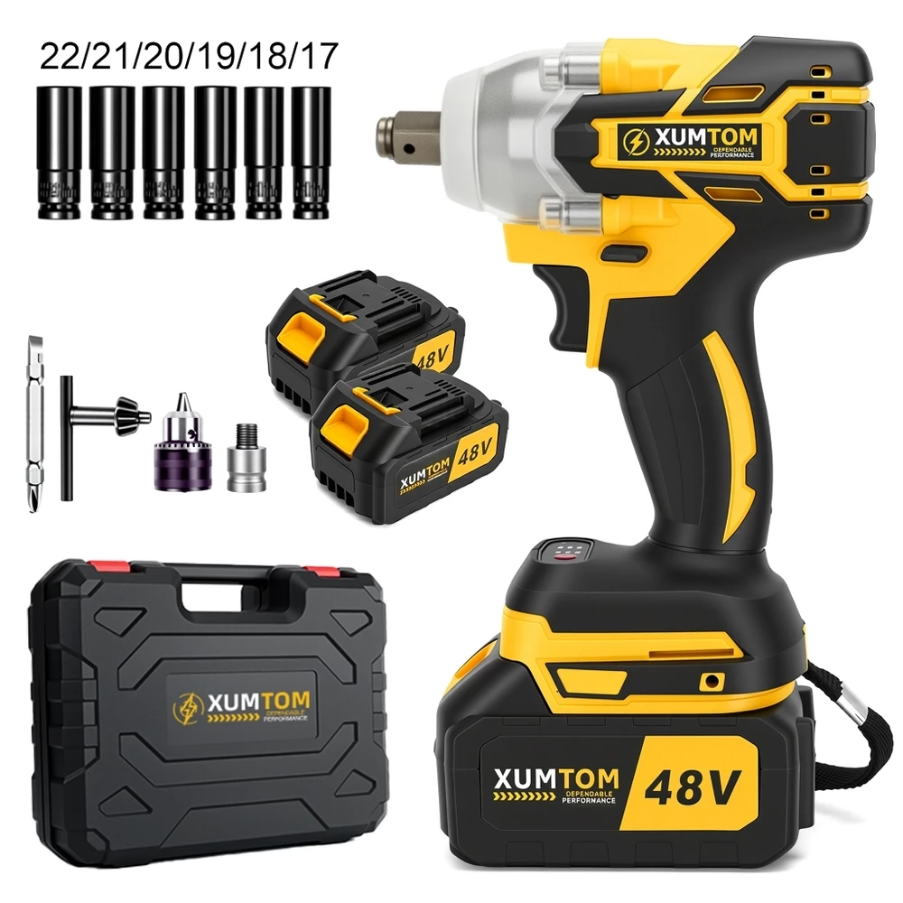 Chave de impacto 3 em 1 Profissional Elétrica Sem Fio 450N.M Parafusadeira Furadeira Brushless Com Maleta + 2 Baterias