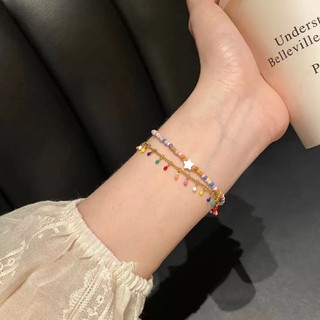 Dopamina arco-íris frisado colar pulseira fresco estilo feminino beira-mar usar estrela jóias