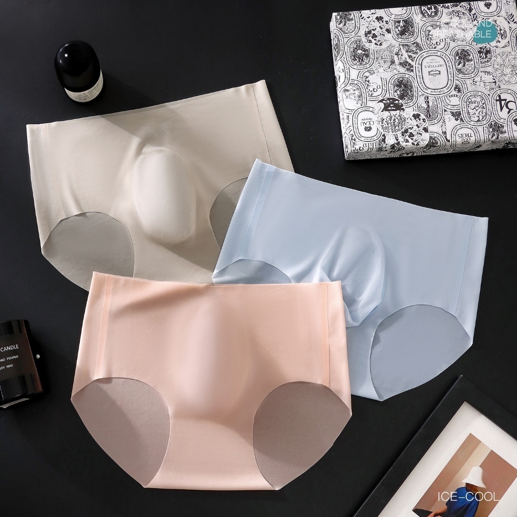 Cuecas Masculinas De Seda Gelo Sem Costura , Vestígios , Ultra Fino , Respirável , Cor Sólida , Roupa Íntima Masculina ,