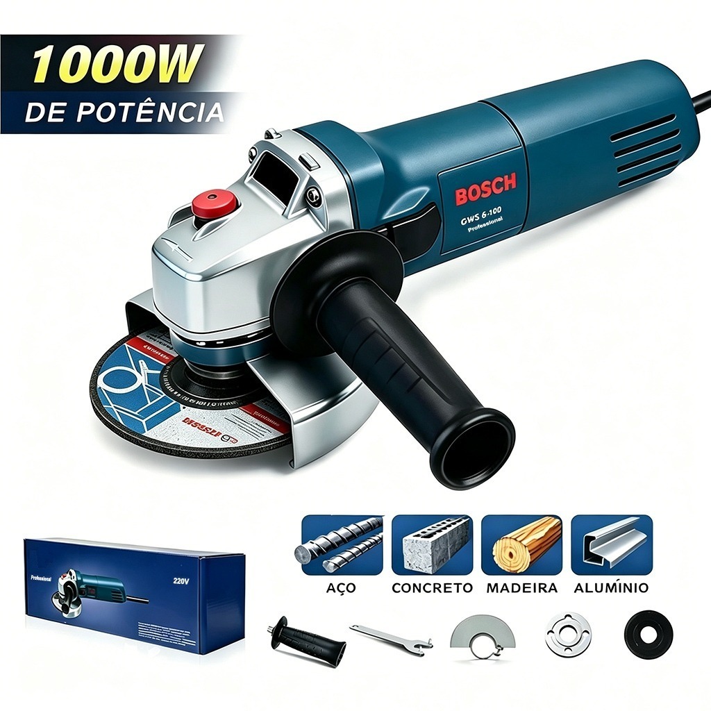 Bosch GWS 6-100 Angle Grinder 1000W industrial Classe Sander Lightweight and Powerful Polishing and Sanding Machine