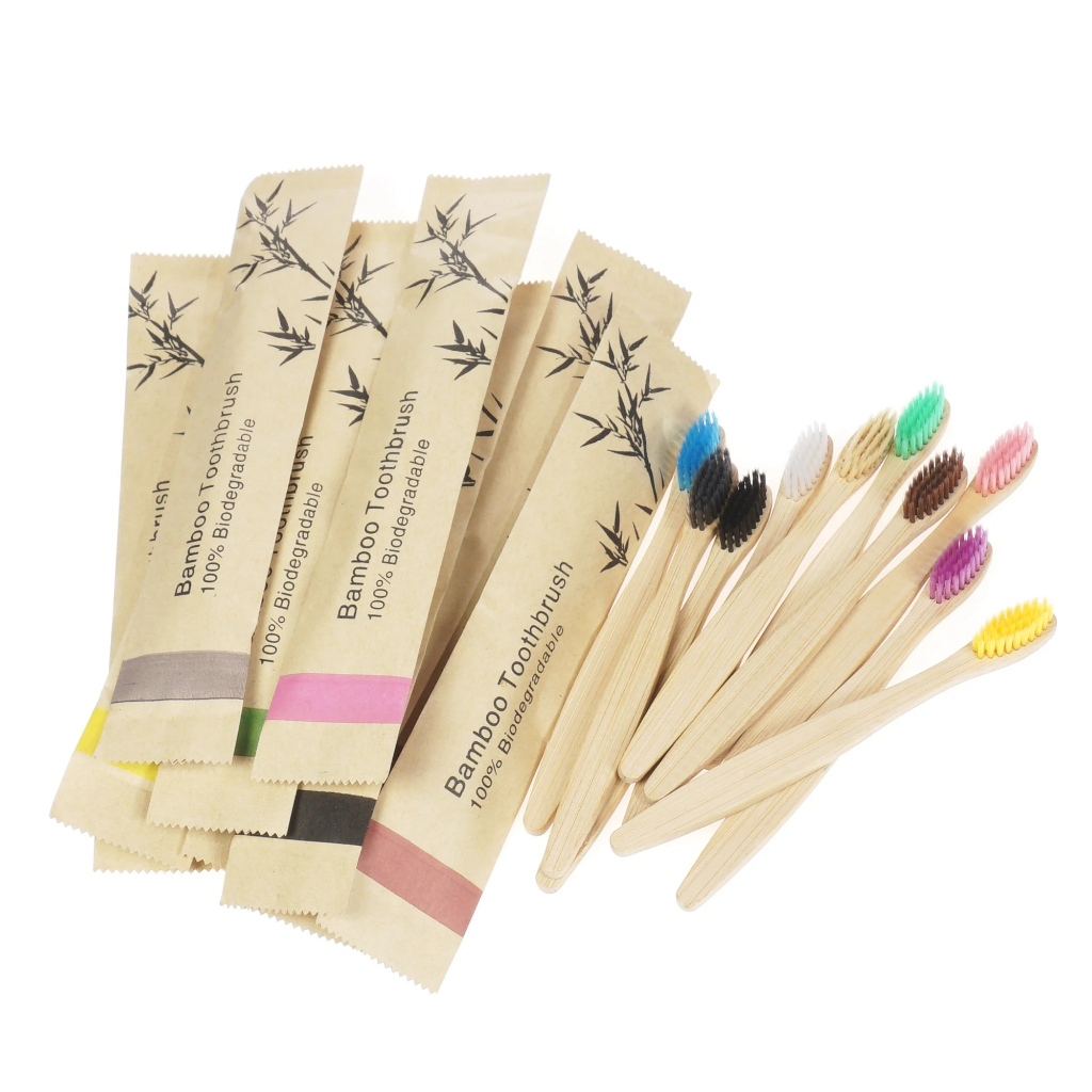 20 Pçs Escovas De Dentes De Bambu Coloridas Cerdas Macias Eco Amigável Escova Madeira Natural Biodegradável Cuidados Ora