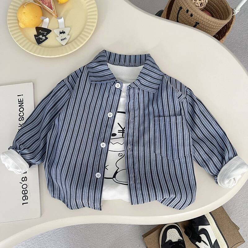IENENS Crianças Bebê Meninos Algodão Topos Roupas Camisas Listradas Casual Wear Moda Camisetas 1-5 Anos
