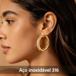 Brincos de aço inoxidável 316 joias Design de nicho feminino galvanoplastia brincos redondos de diamante