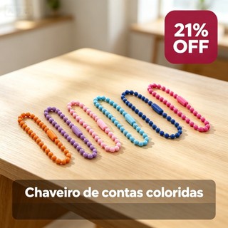 Conjunto de acessórios para chaveiro com corrente de bola pintada colorida
