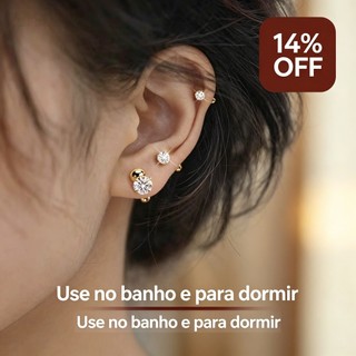 Brincos de parafuso de zircônia, Piercings de orelha, brincos pequenos femininos em espiral, simples