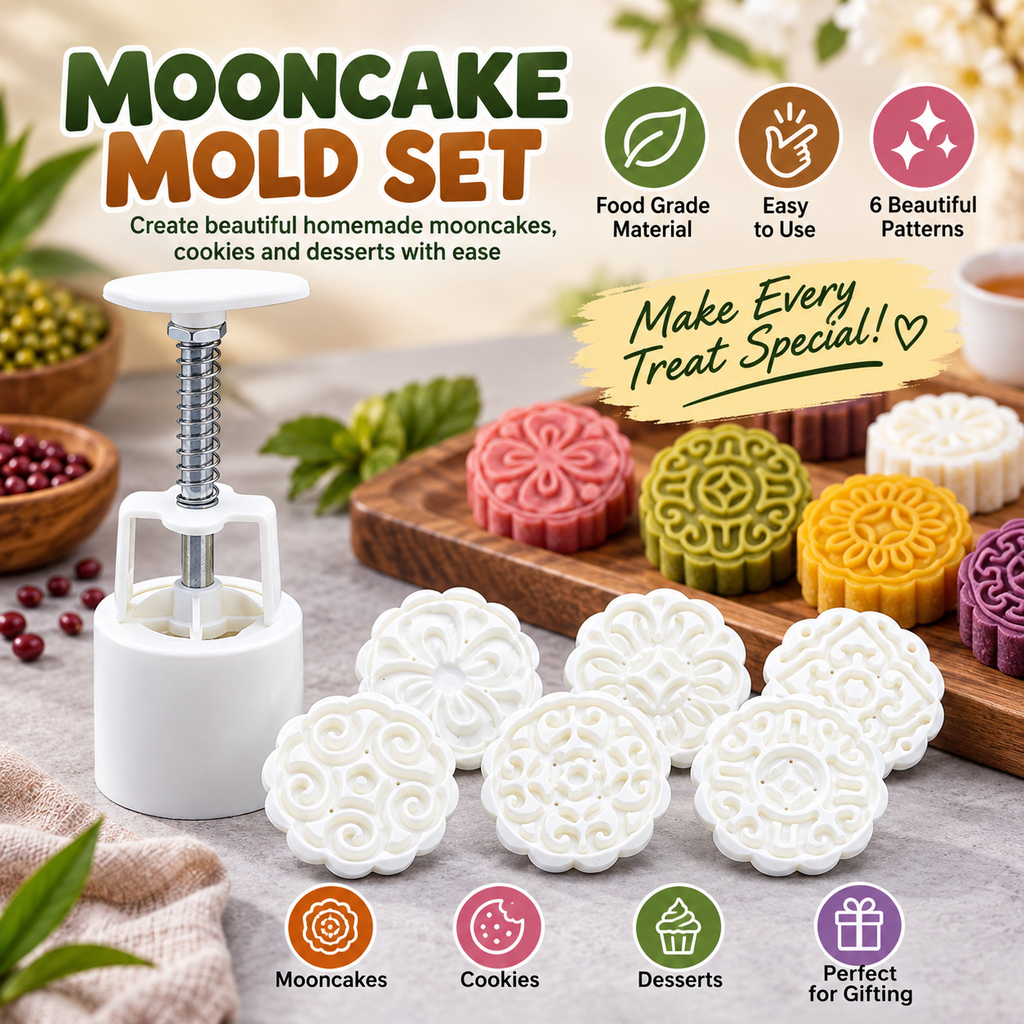 RGN 6pcs/set Molde Para Bolos Mooncake Em Forma De Flor De Pressão Manual NW