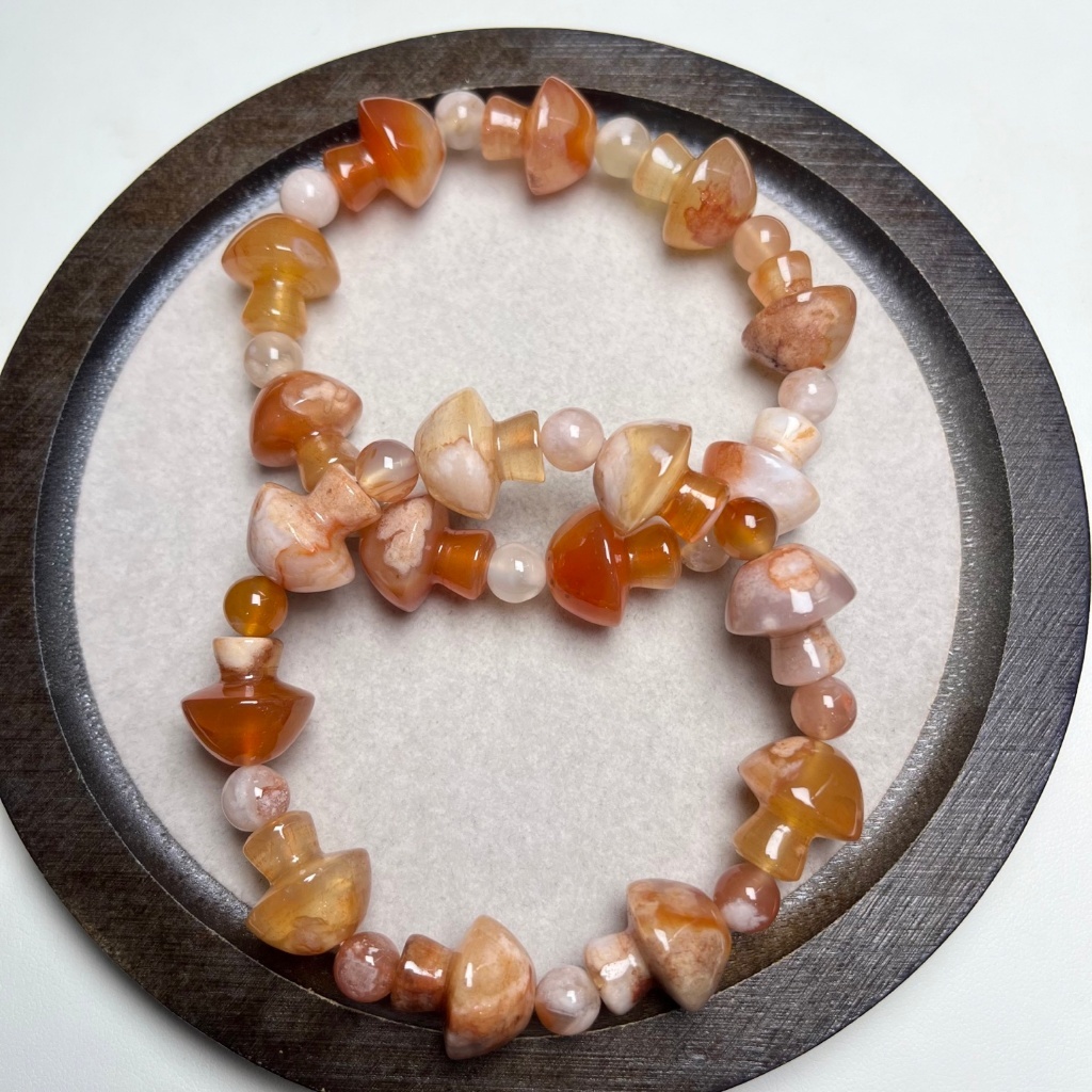 Oferta especial Pulseira de cogumelo de ágata Sakura Natural Premium Pulseira de ágata Sakura Pulseira da sorte Pulseira