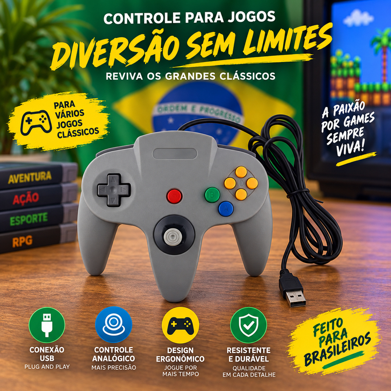 Joypad Game USB Gamepad Para Cubo Nintendo N64 64 PC