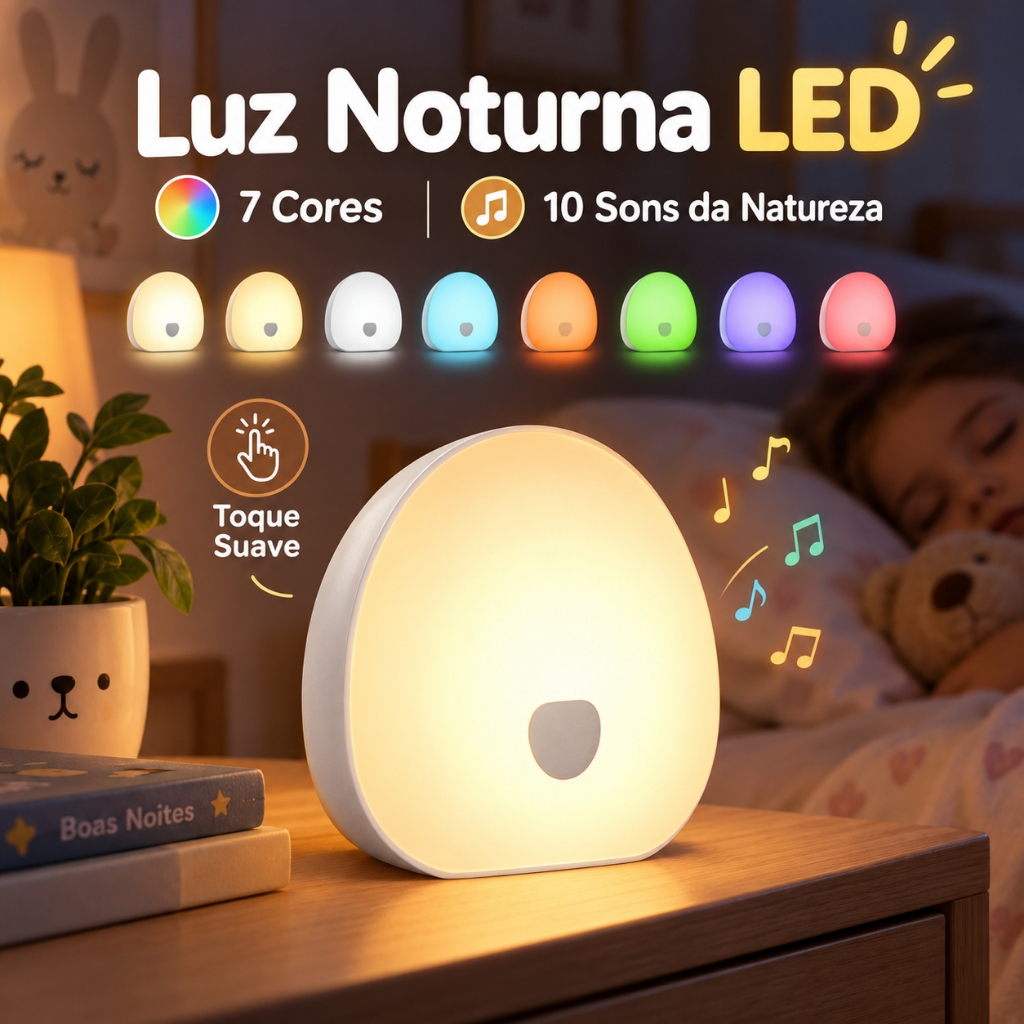 Instrumento de dormir com ruído branco, toque recarregável inteligente, luz noturna colorida, instrumento calmante notur
