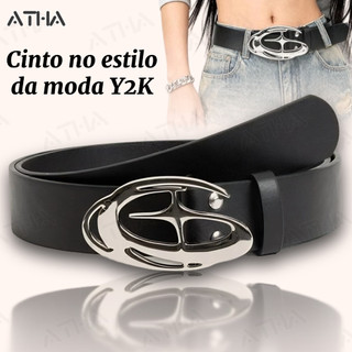 Cinto Unissex Vintage Estilo punk boho chic Com Fivela Decorada Com Estrela Em 3d Brilhante Y2K