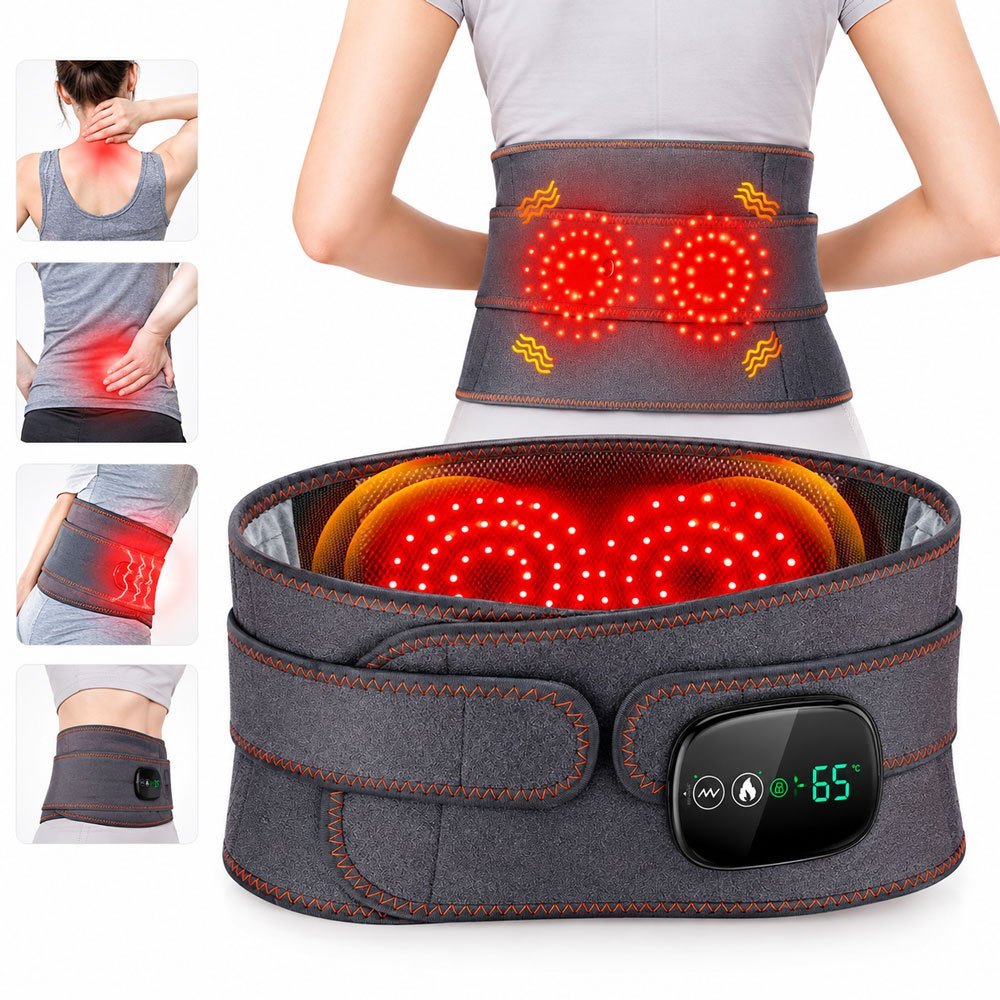 Almofada De Aquecimento De Terapia De Luz Vermelha Para Cinto De Suporte Lombar Traseiro Traseira Portátil , Massageador