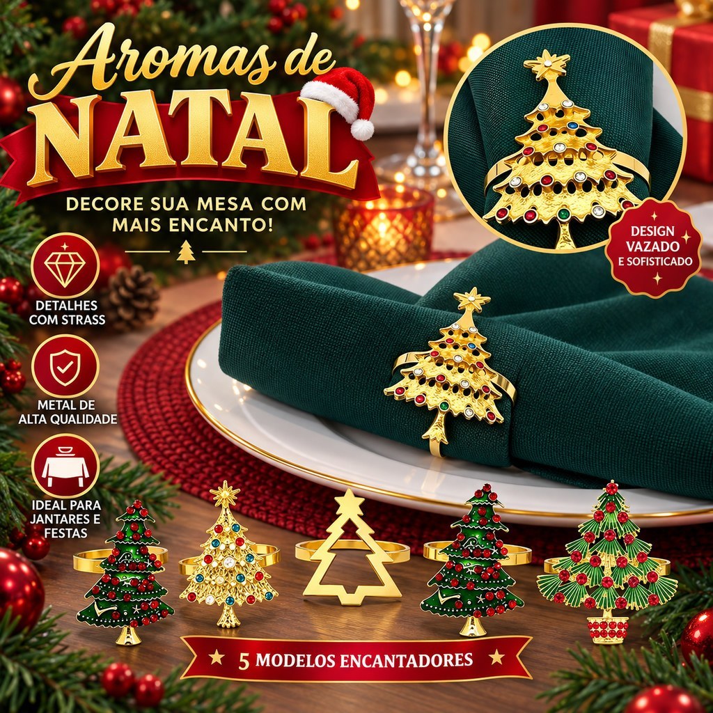 [T & B] 6 Peças De Anéis De Guardanapo De Natal , Enfeites De Árvore Casa , Cozinha , Mesa De Jantar , Decoração , Mater