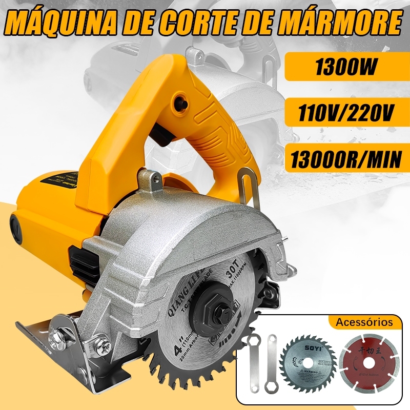 110V/220V 1300W Serra Marmore Profissional Tipo 13000 Rpm Para Madeira Concreto Acompanha Lâmina