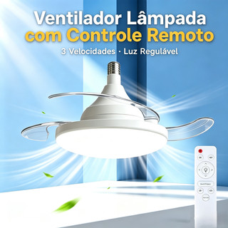 Luminária de Teto LED Silenciosa com Controle Remoto para Ambientes Internos Ventilador com Pás Ocultas