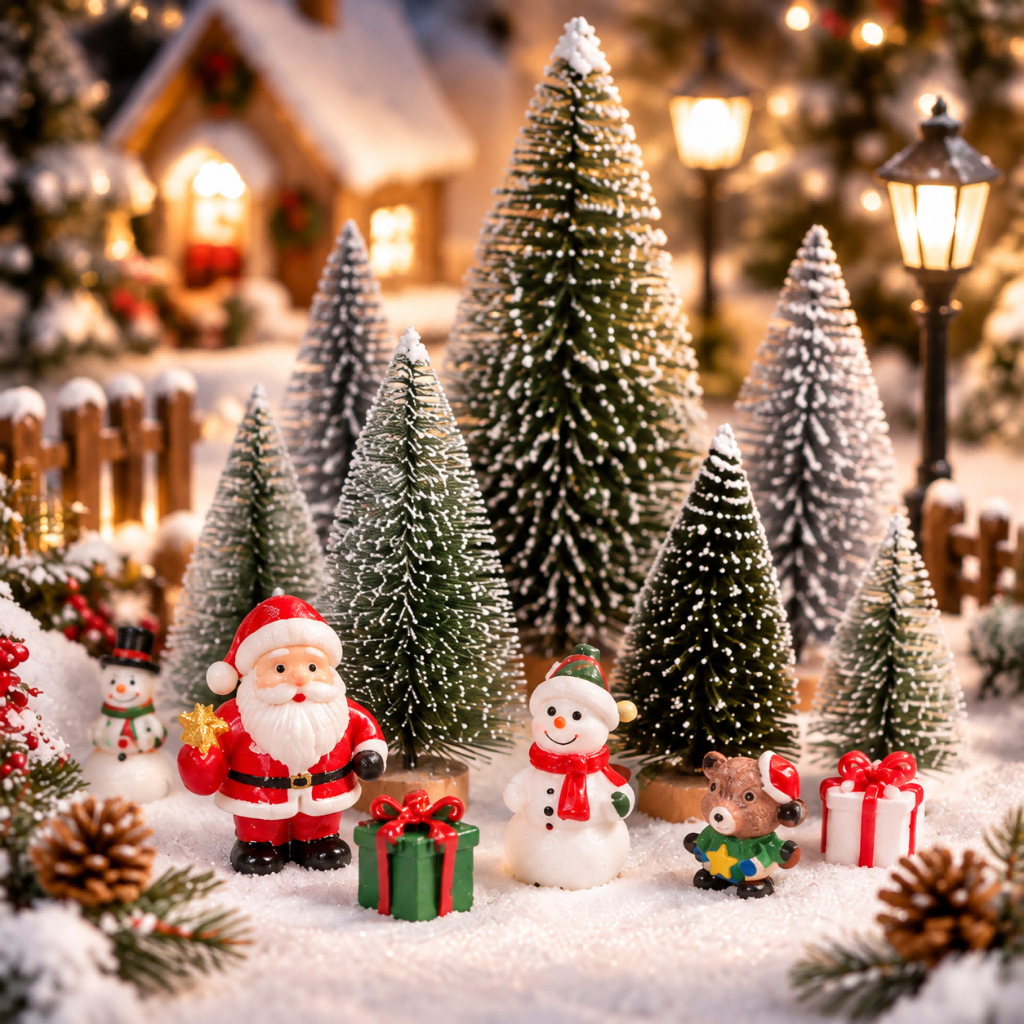 Árvore De Natal Com Agulha De Pinheiro , Acessórios De Micro Paisagem , Enfeites De PVC , Decoração Criativa E Fofa Para