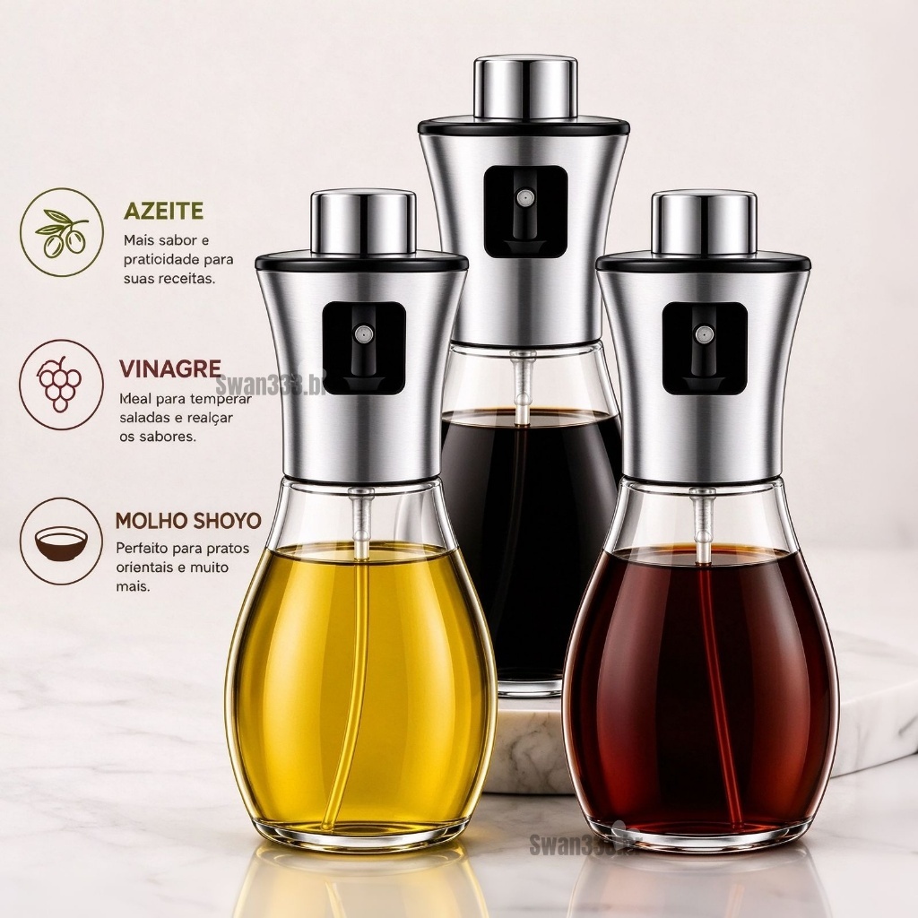 Pulverizador Spray Borrifador Azeite Óleo 200ml / 100ml Cozinha Multifuncional Air Fryer Saladas Carnes Vinagre Molhos
