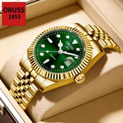 ORUSS Marca Original Masculino Aço Inoxidável Luminoso Calendário de Luxo Relógio À Prova D 'Água Negócios Versão Corean