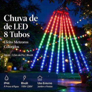 400 Decorações Em Cascata Led Para Uma Festa De Natal Até 50 cm Fixas Ou 8 Funções 110v/220v