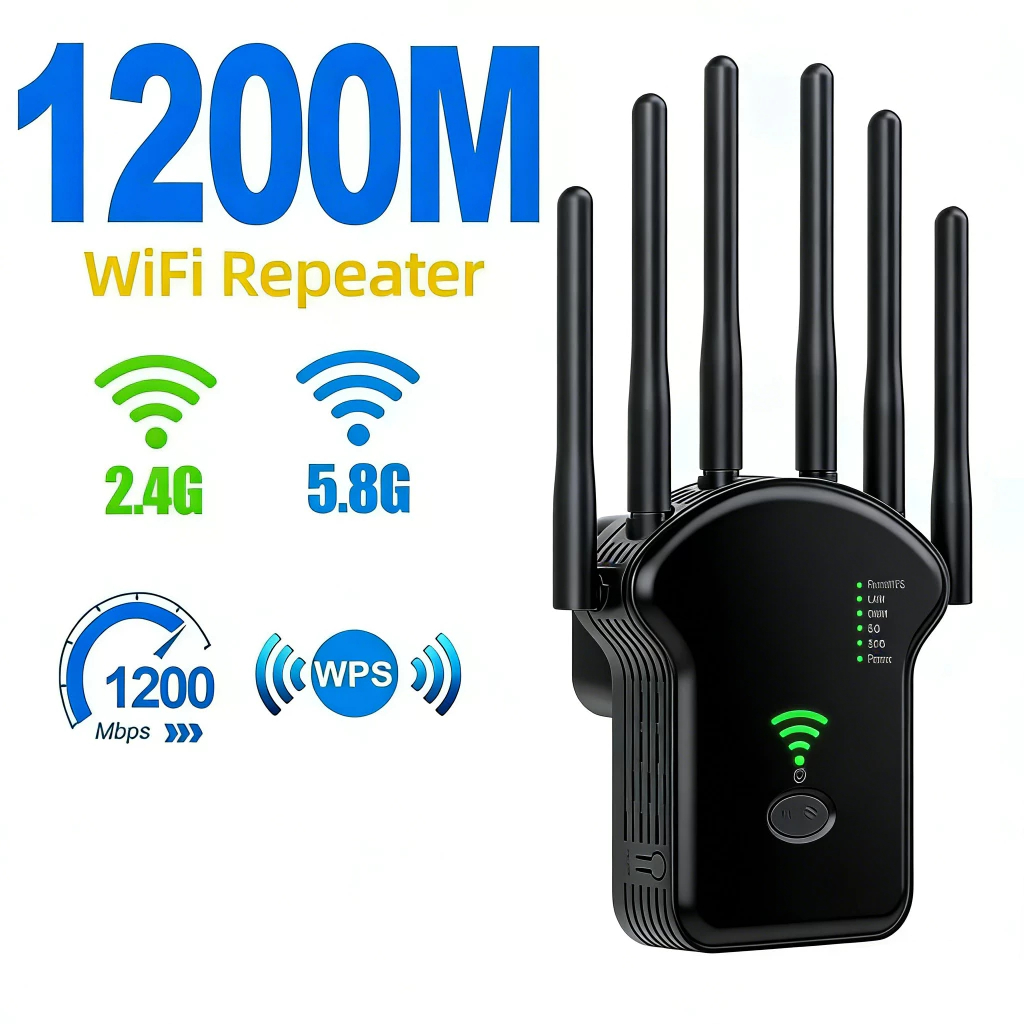 Repetidor Wifi 2800m 6 Antenas Roteador Amplificador De Sinal Modem 1200MBPS MUNDO
