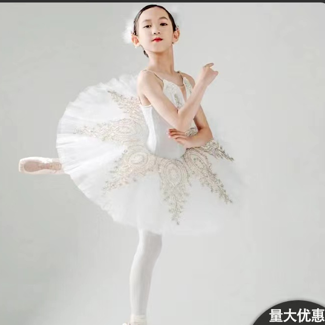 Saia de balé infantil, traje de dança do cisne, saia macia das meninas brancas, saia tutu balé, traje de desempenho