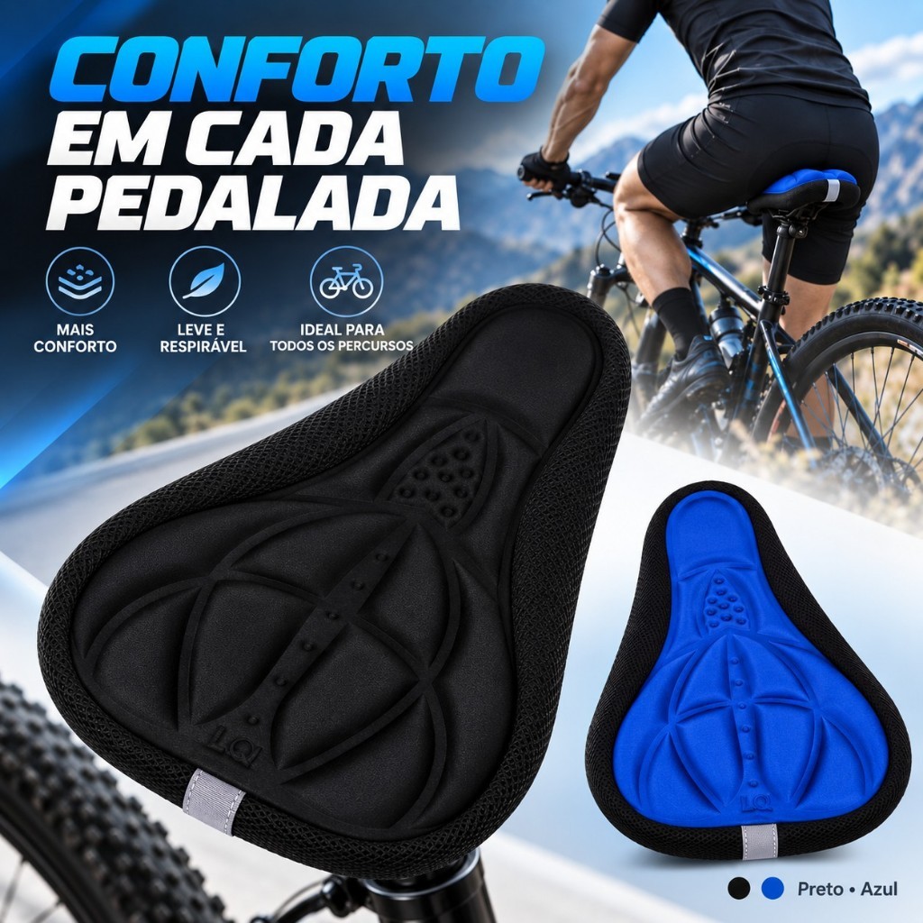 Capa De Assento De Bicicleta Almofada Acolchoada Em Gel 28.5x17.5cm Absorção De Choque Antiderrapante Respirável Sela Pa