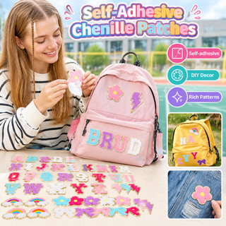 72 Peças Remendos De Letras De Chenille Autoadesivos Bordados Para Roupas DIY Incluem Adesivos Az SHOPSBC1477