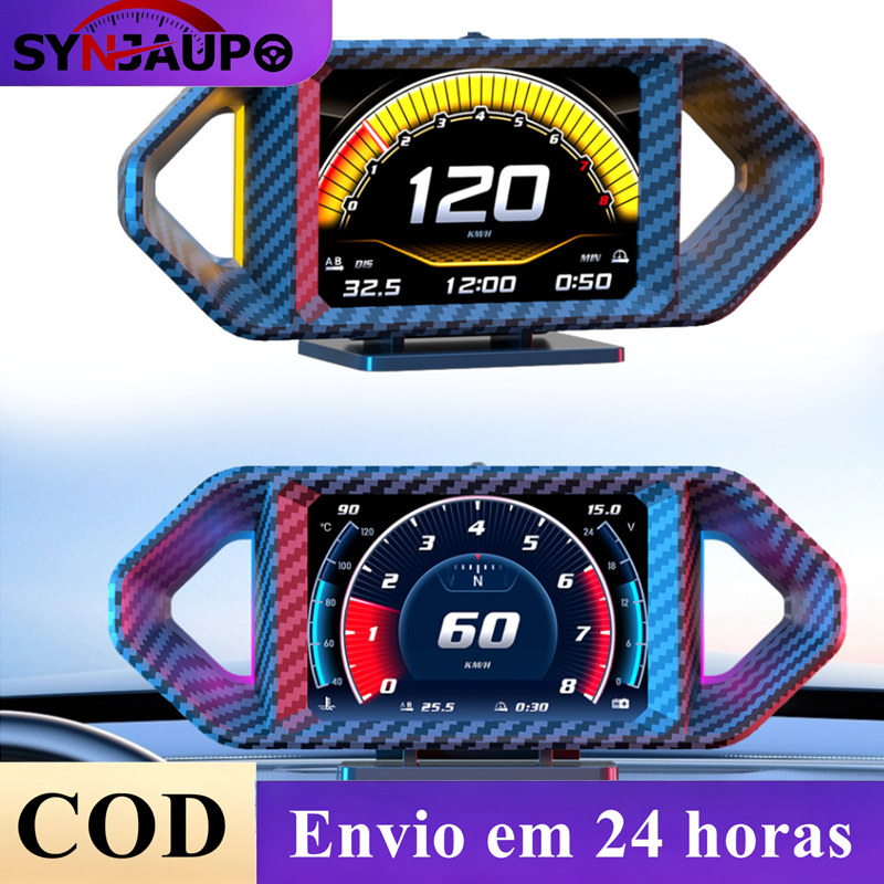 Painel HUD Automotivo OBD2 GPS P26 Temperatura Velocímetro Digital Combustível